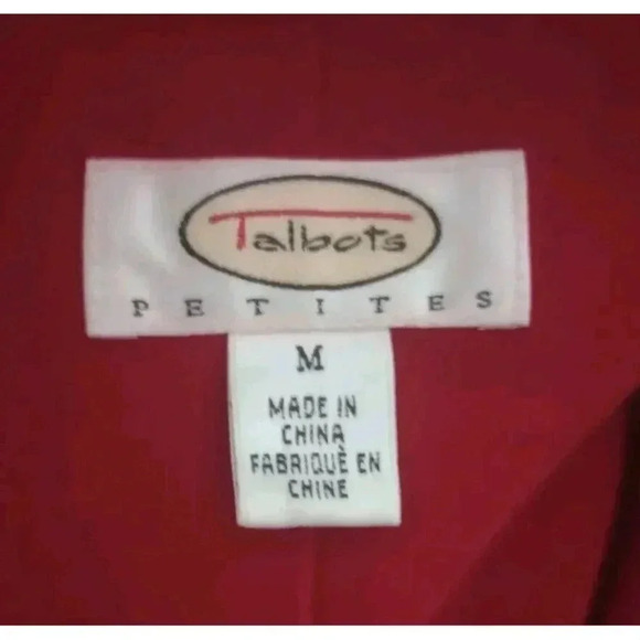 Talbots Wool Blend Red Lined Vest Black Silver Metallic Snowflakes Petite Medium - Picture 4 of 6